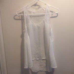 Sheer and lace sleeveless top